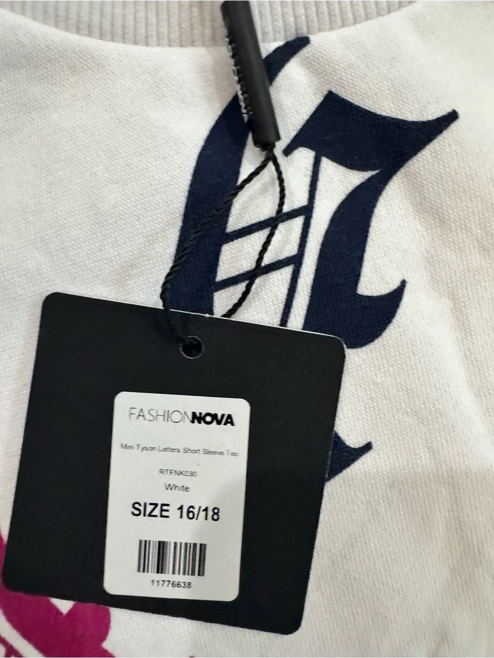 Fashion Nova Kids White Graphic Logo Tee with Multicolor Letters